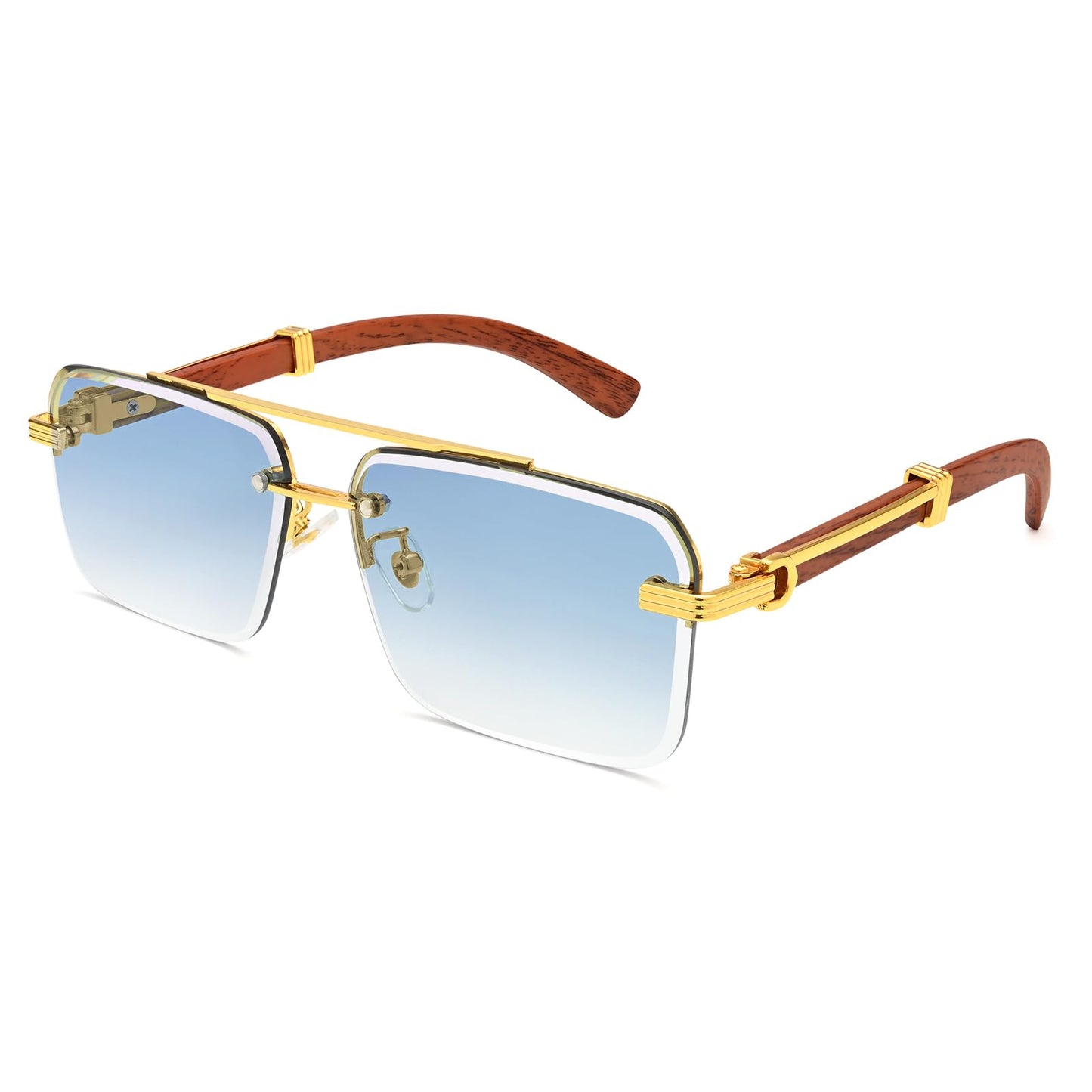 Dollger Rimless Sunglasses for Men Square Fashion Shades Tinted Lens Metal Frameless Rectangle Glasses UV400