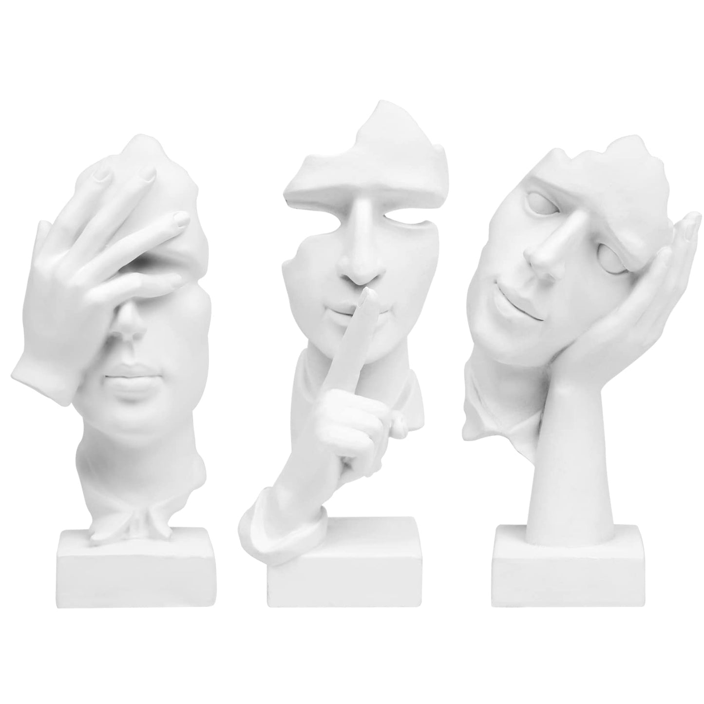 3 Pcs Thinker Statue,Modern Home Resin Sculptures,Collectible Figurines for Home Office Bookshelf Desktop Decor(Sandstone)