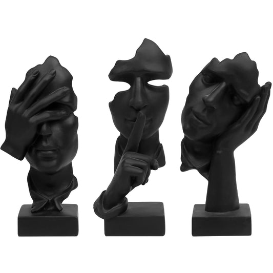 3 Pcs Thinker Statue,Modern Home Resin Sculptures,Collectible Figurines for Home Office Bookshelf Desktop Decor(Sandstone)
