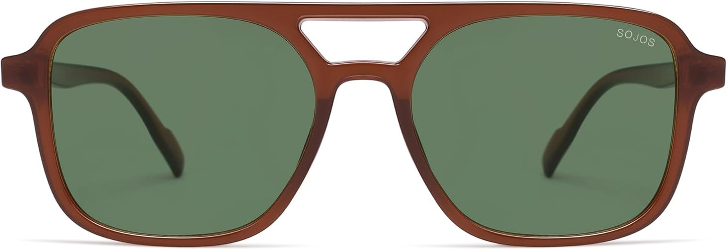 SOJOS Retro Aviator Sunglasses for Women Men,Trendy Rectangle Womens Mens Shades Sun Glasses SJ2202