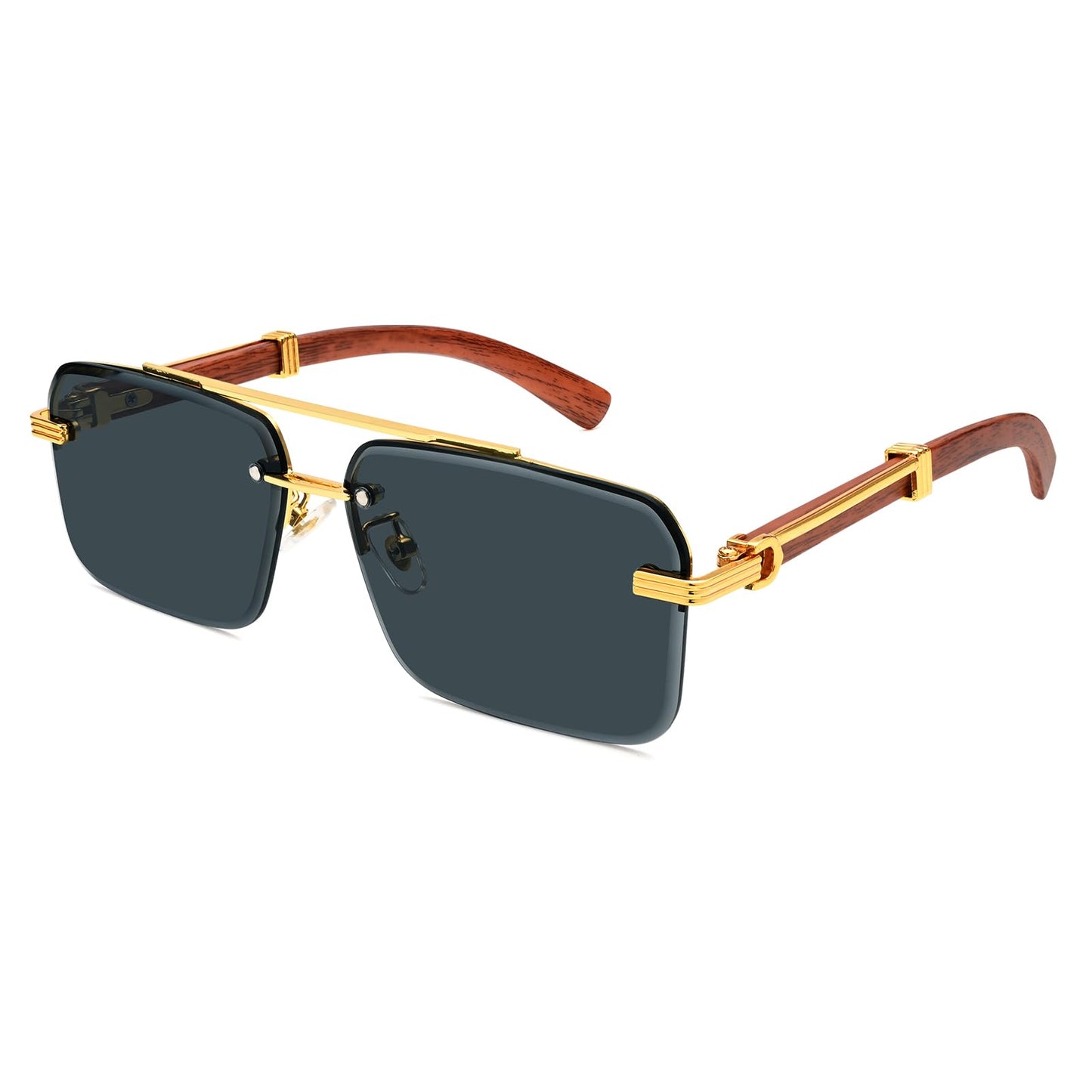 Dollger Rimless Sunglasses for Men Square Fashion Shades Tinted Lens Metal Frameless Rectangle Glasses UV400