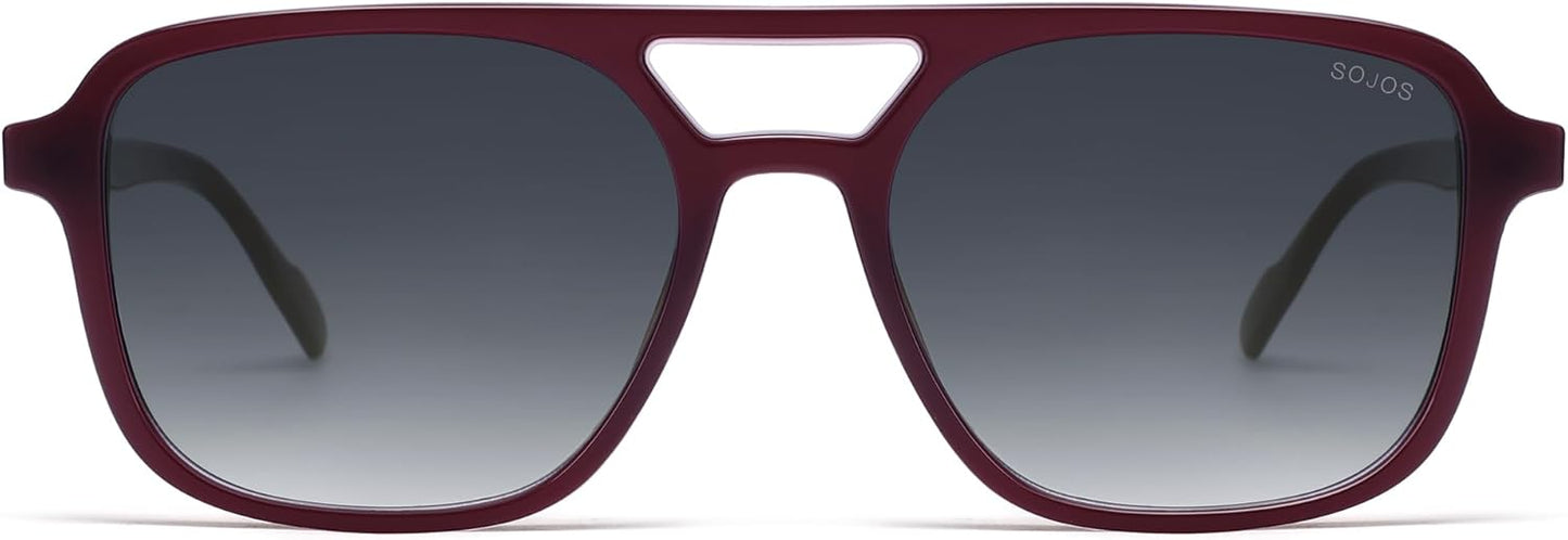 SOJOS Retro Aviator Sunglasses for Women Men,Trendy Rectangle Womens Mens Shades Sun Glasses SJ2202