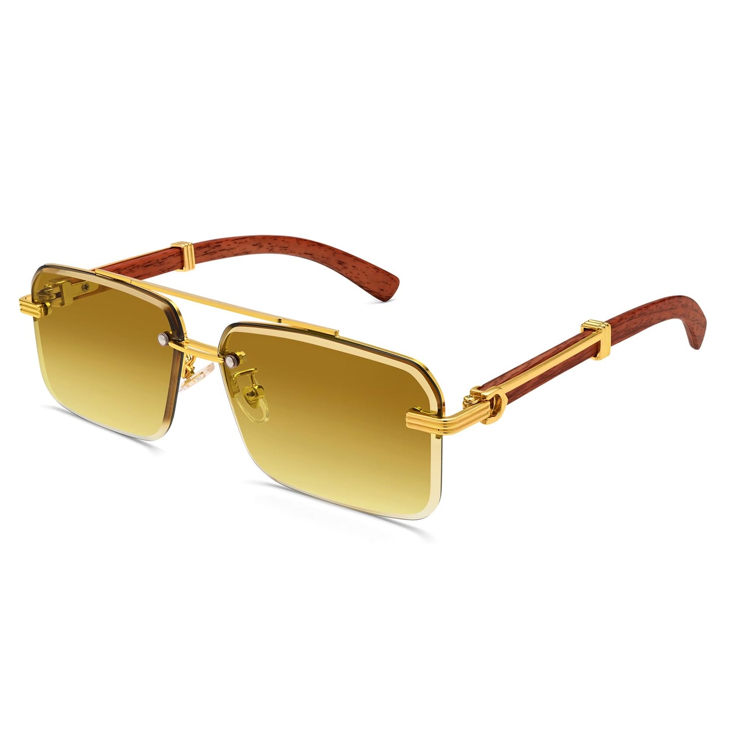 Dollger Rimless Sunglasses for Men Square Fashion Shades Tinted Lens Metal Frameless Rectangle Glasses UV400