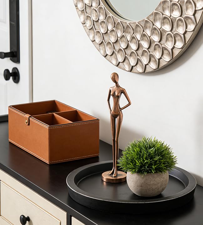 Hanobe Candle Plate Holder Tray: Round Wood Decorative Candle Plate - Rustic Farmhouse CoffeeTable Decor - Tealight Pillar Trays for Home Decor (Distressed)