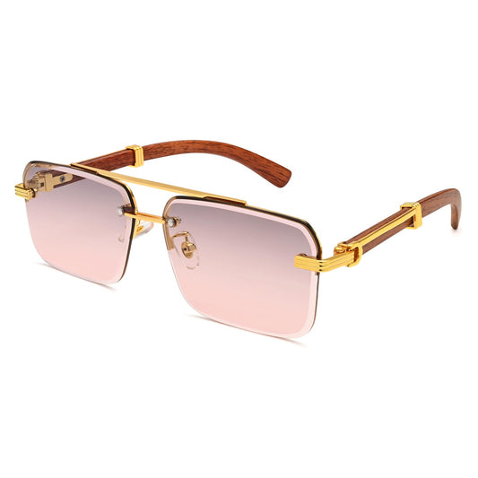 Dollger Rimless Sunglasses for Men Square Fashion Shades Tinted Lens Metal Frameless Rectangle Glasses UV400