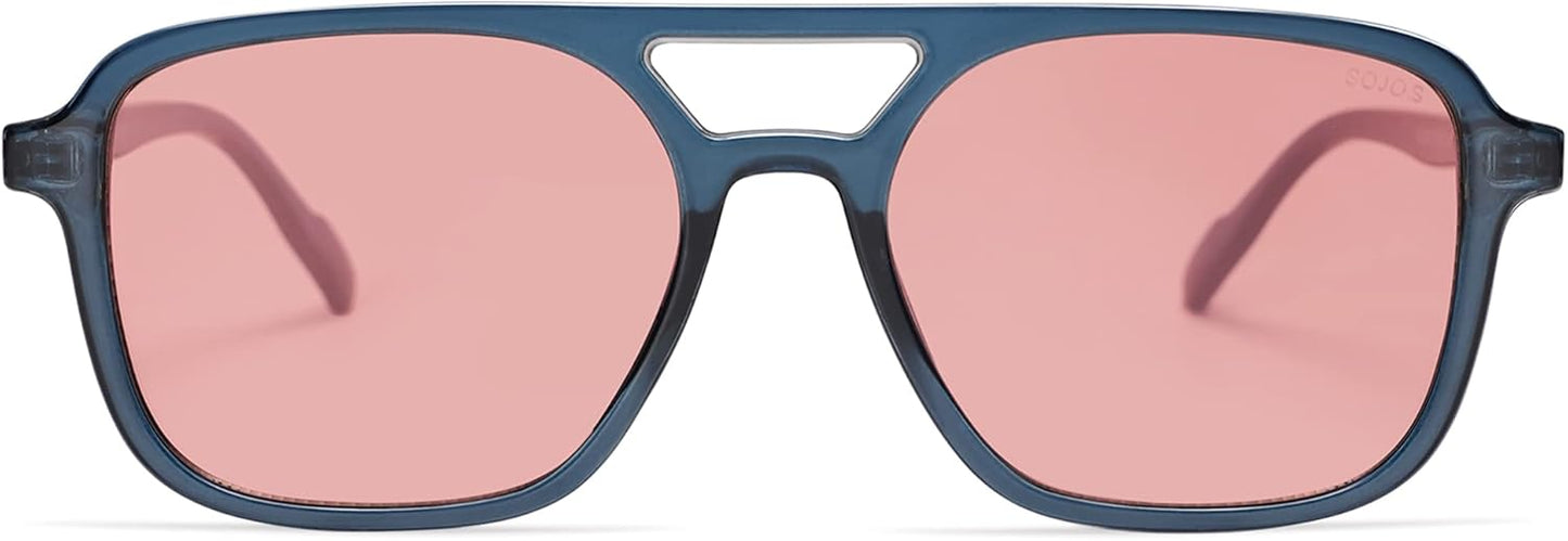 SOJOS Retro Aviator Sunglasses for Women Men,Trendy Rectangle Womens Mens Shades Sun Glasses SJ2202
