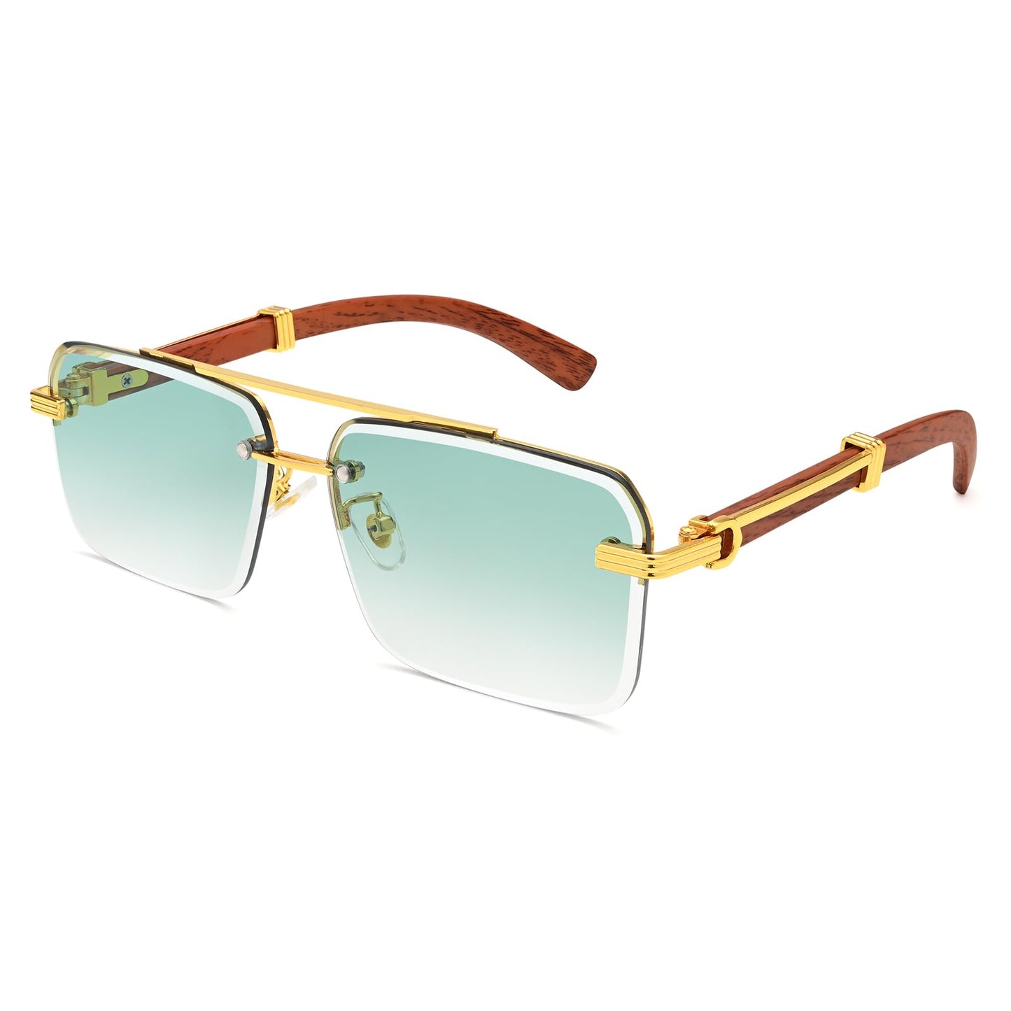 Dollger Rimless Sunglasses for Men Square Fashion Shades Tinted Lens Metal Frameless Rectangle Glasses UV400