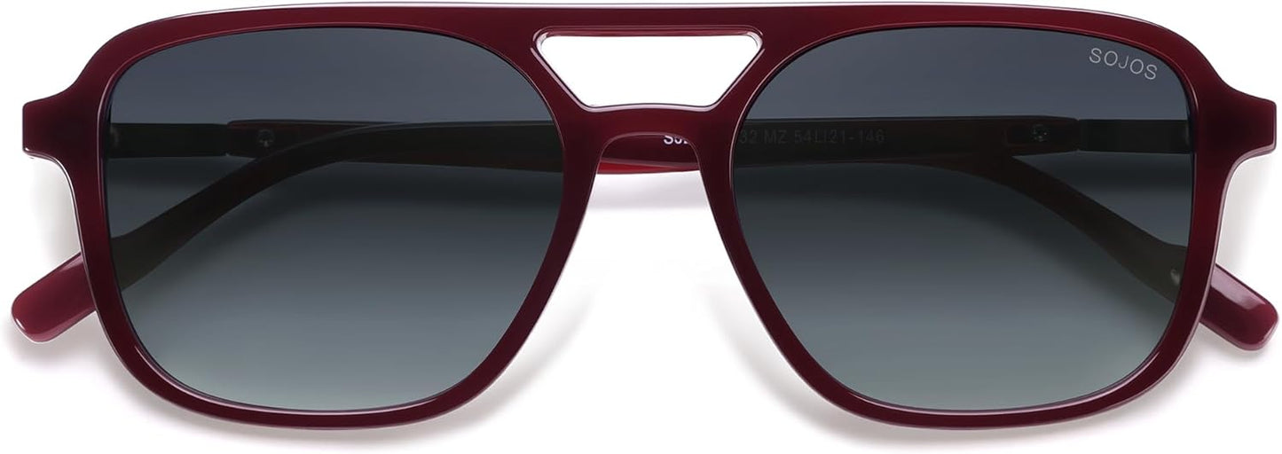 SOJOS Retro Aviator Sunglasses for Women Men,Trendy Rectangle Womens Mens Shades Sun Glasses SJ2202