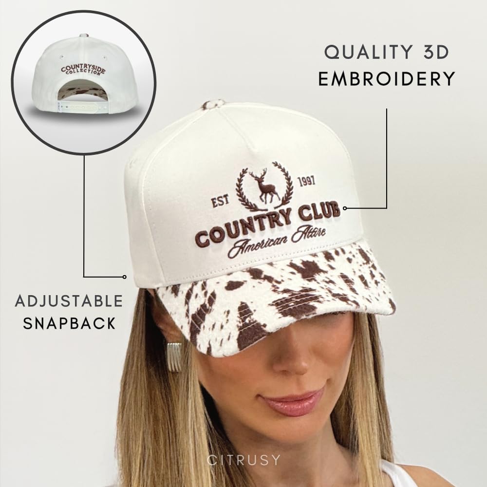 Vintage Western Trucker Hat | Men & Women | Country Cute Caps for Cowgirls Cowboys | Camo Denim Embroidered Cotton | Snapback