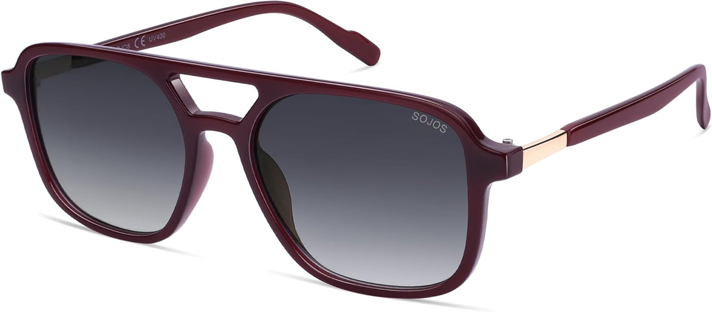 SOJOS Retro Aviator Sunglasses for Women Men,Trendy Rectangle Womens Mens Shades Sun Glasses SJ2202
