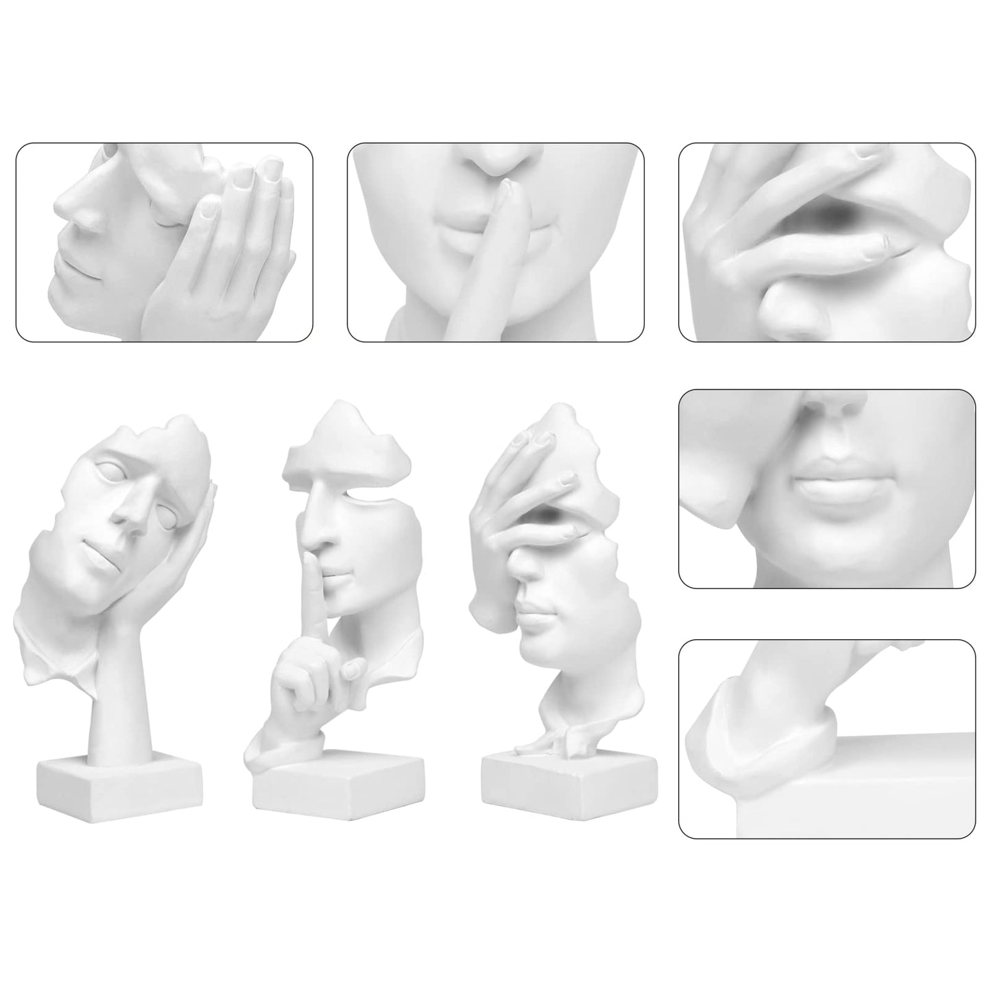 3 Pcs Thinker Statue,Modern Home Resin Sculptures,Collectible Figurines for Home Office Bookshelf Desktop Decor(Sandstone)