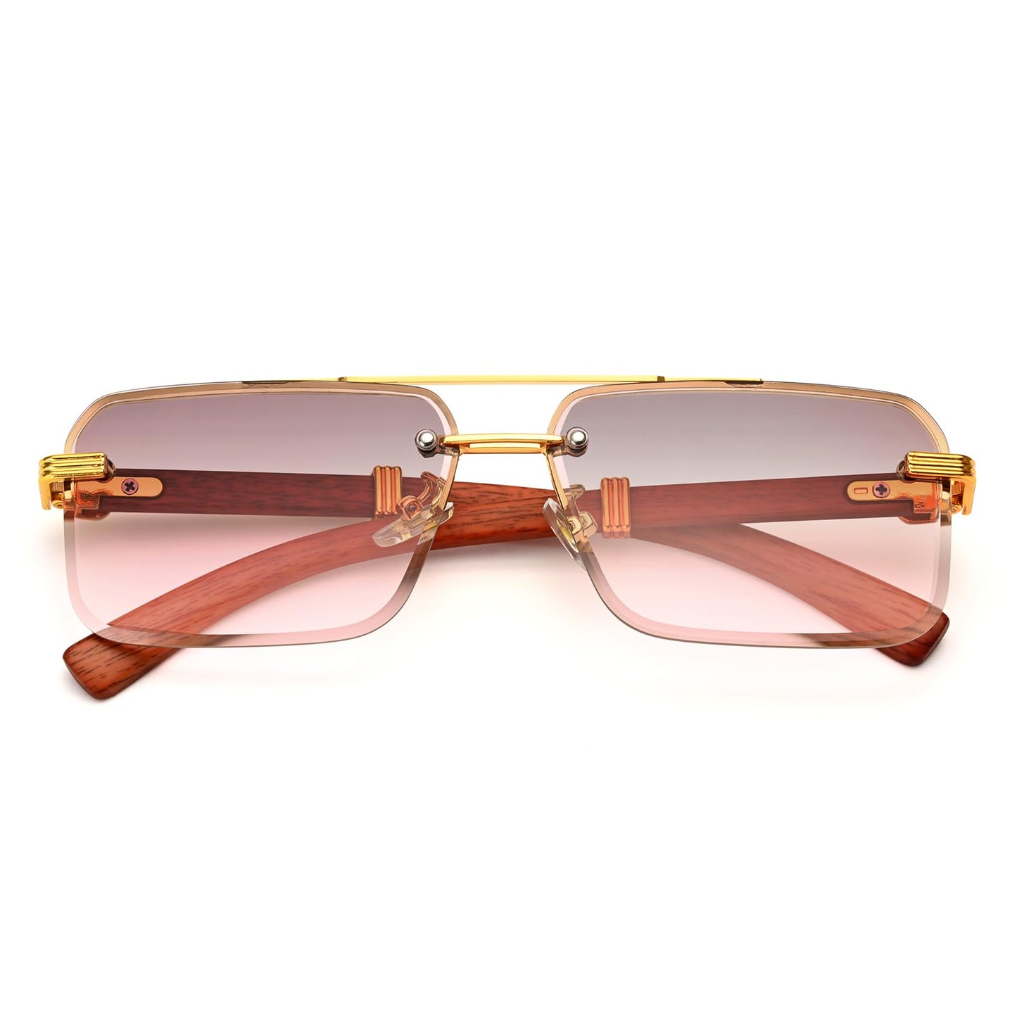 Dollger Rimless Sunglasses for Men Square Fashion Shades Tinted Lens Metal Frameless Rectangle Glasses UV400