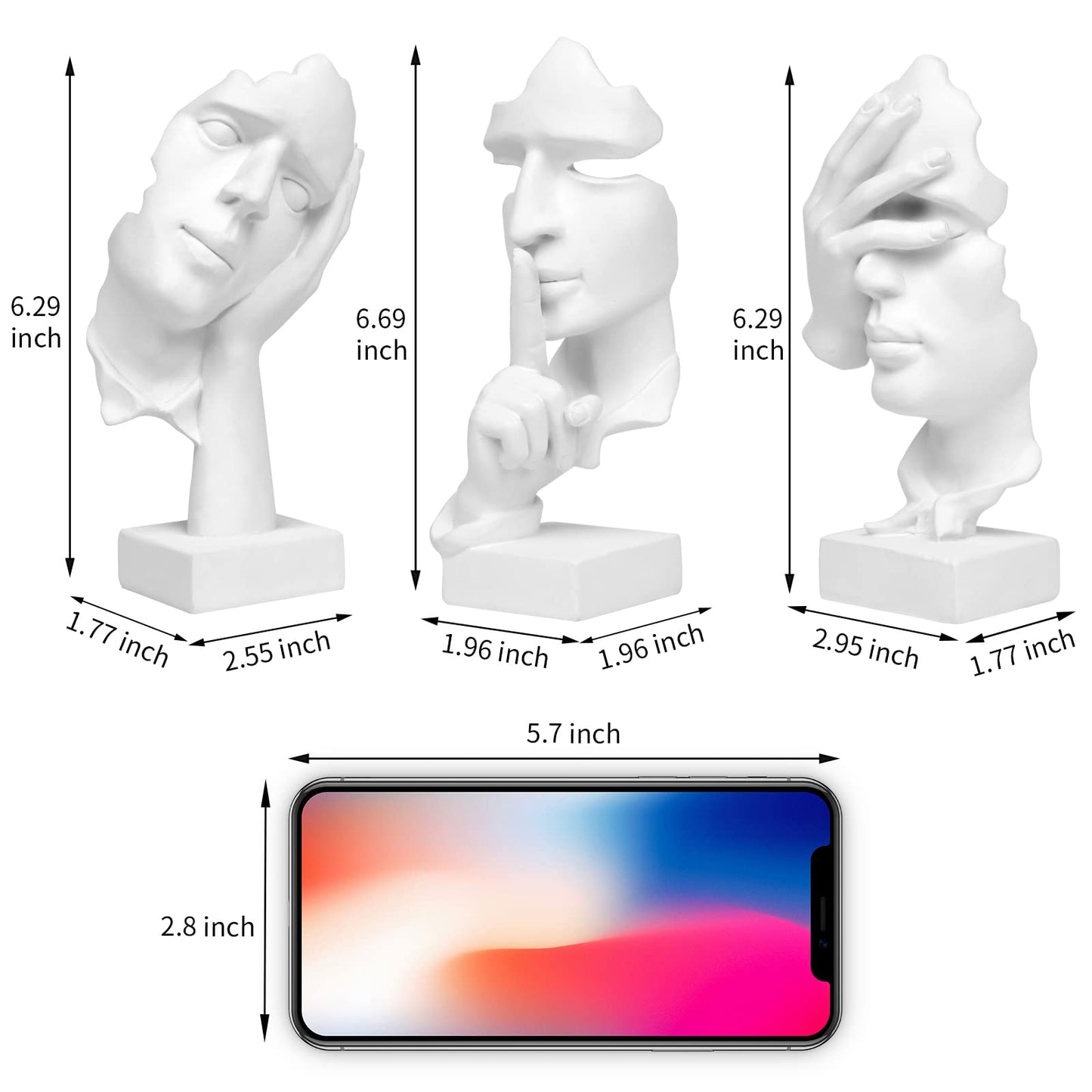 3 Pcs Thinker Statue,Modern Home Resin Sculptures,Collectible Figurines for Home Office Bookshelf Desktop Decor(Sandstone)