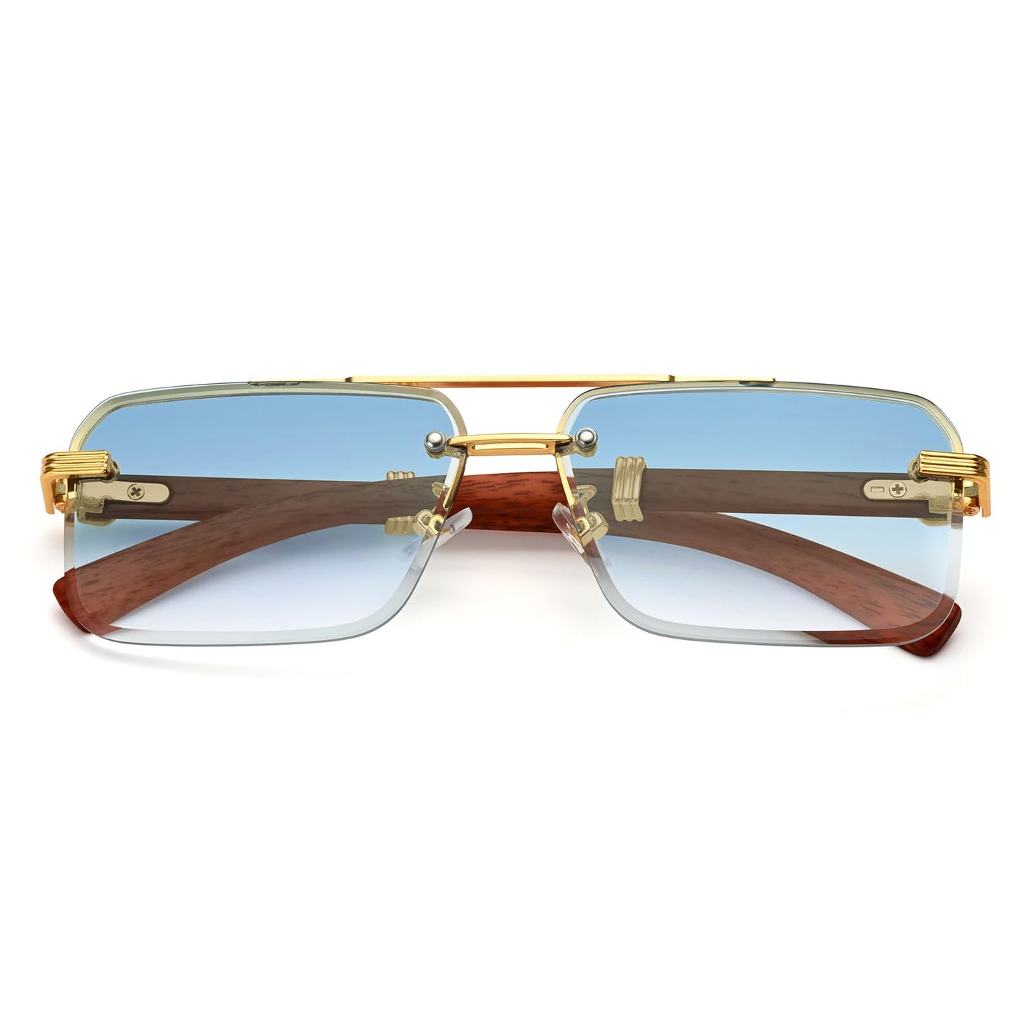Dollger Rimless Sunglasses for Men Square Fashion Shades Tinted Lens Metal Frameless Rectangle Glasses UV400