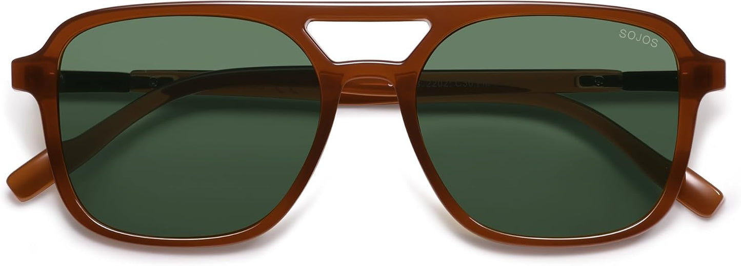 SOJOS Retro Aviator Sunglasses for Women Men,Trendy Rectangle Womens Mens Shades Sun Glasses SJ2202
