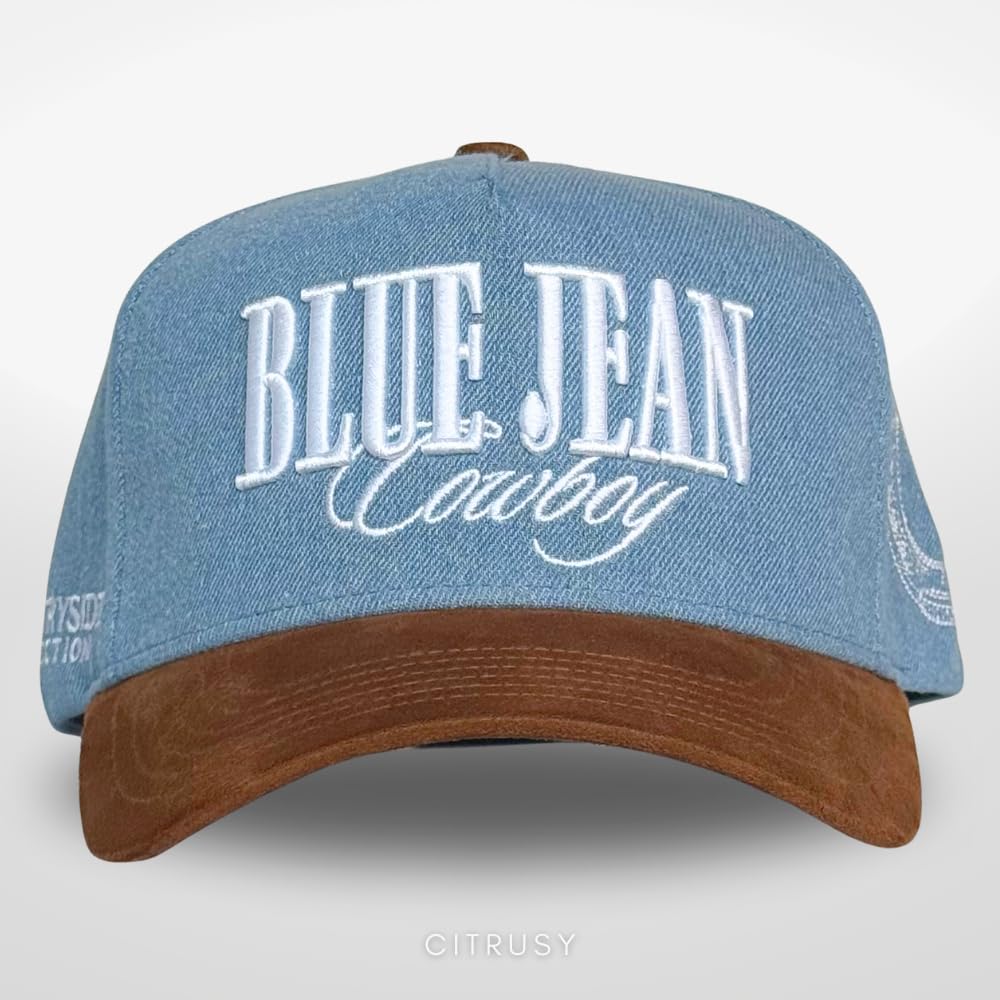 Vintage Western Trucker Hat | Men & Women | Country Cute Caps for Cowgirls Cowboys | Camo Denim Embroidered Cotton | Snapback