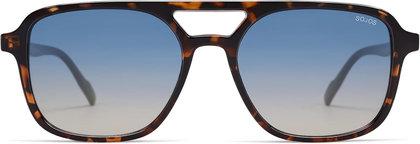 SOJOS Retro Aviator Sunglasses for Women Men,Trendy Rectangle Womens Mens Shades Sun Glasses SJ2202