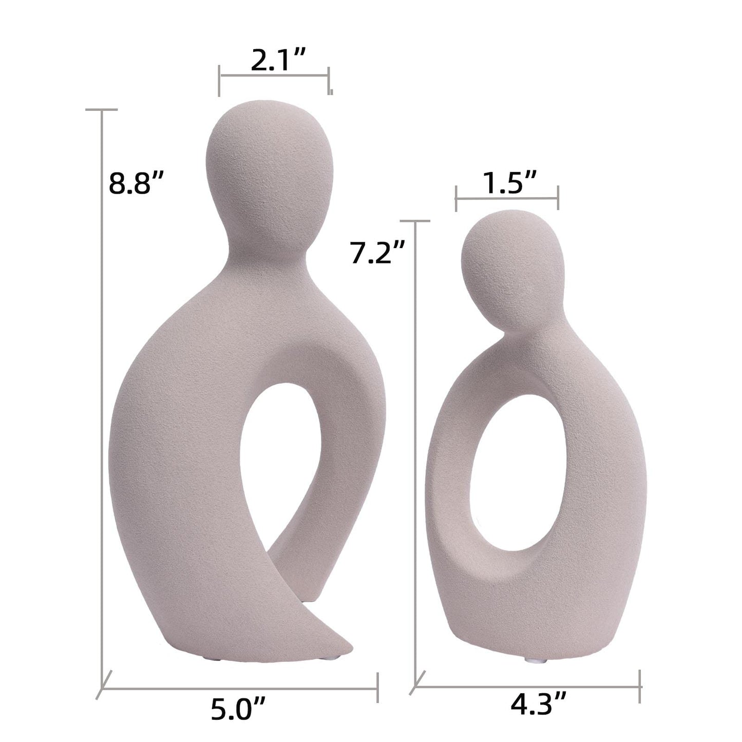 Quoowiit Ceramic Couple Sculptures for Home Decor, Abstract Lover Statue for Shelf, Office, Living Room, Bedroom, Gifts for Anniversary, Valentine's Day, Birthday (White)