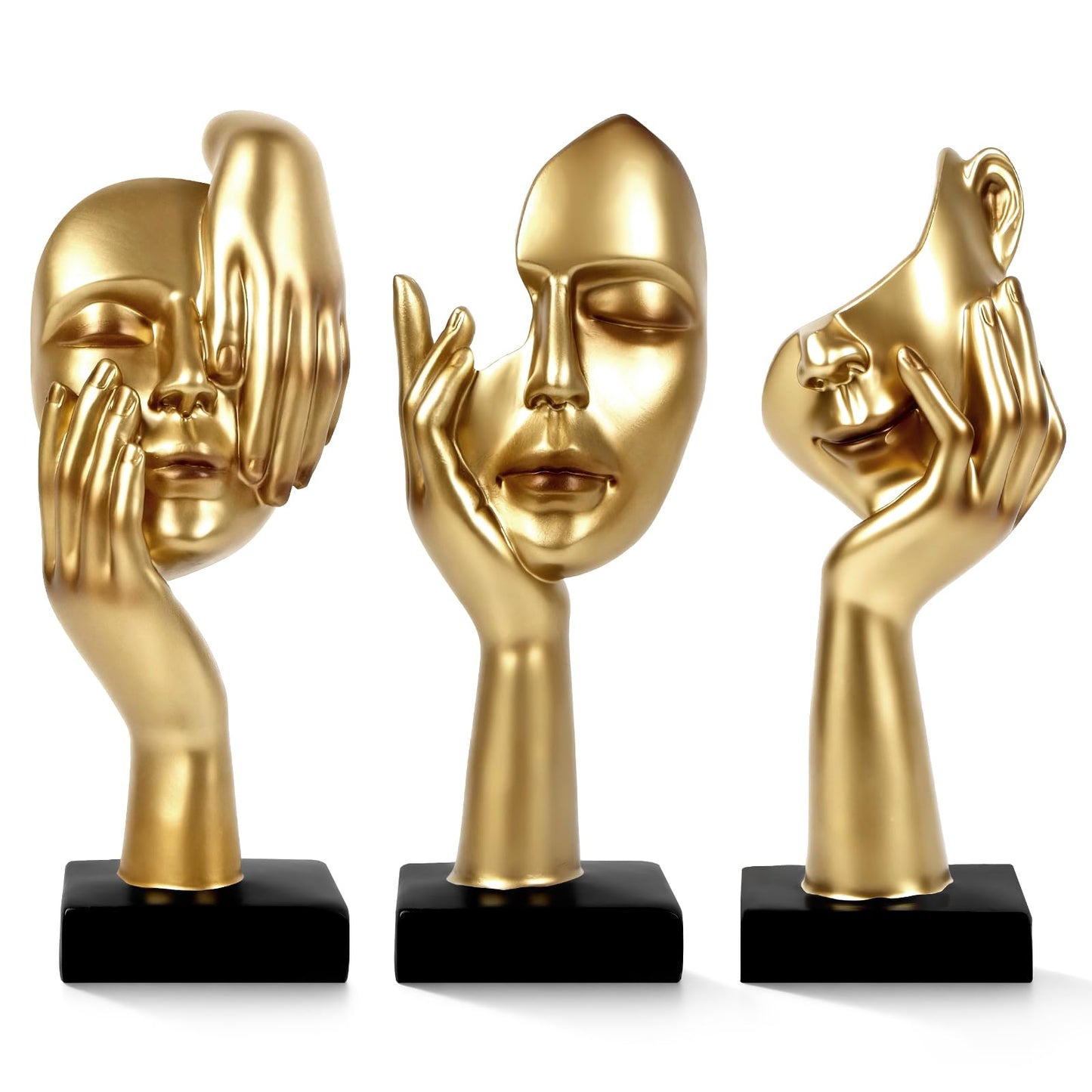 3 Pcs Thinker Statue,Modern Home Resin Sculptures,Collectible Figurines for Home Office Bookshelf Desktop Decor(Sandstone)