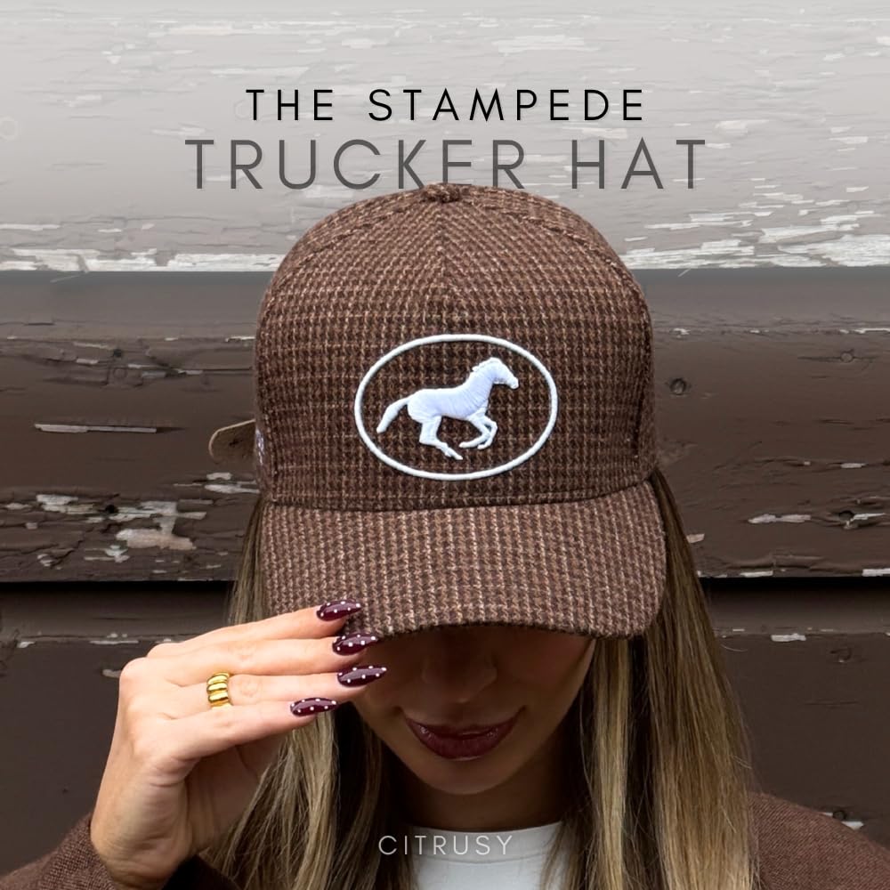 Vintage Western Trucker Hat | Men & Women | Country Cute Caps for Cowgirls Cowboys | Camo Denim Embroidered Cotton | Snapback