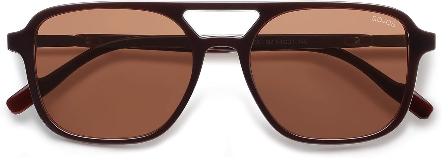 SOJOS Retro Aviator Sunglasses for Women Men,Trendy Rectangle Womens Mens Shades Sun Glasses SJ2202
