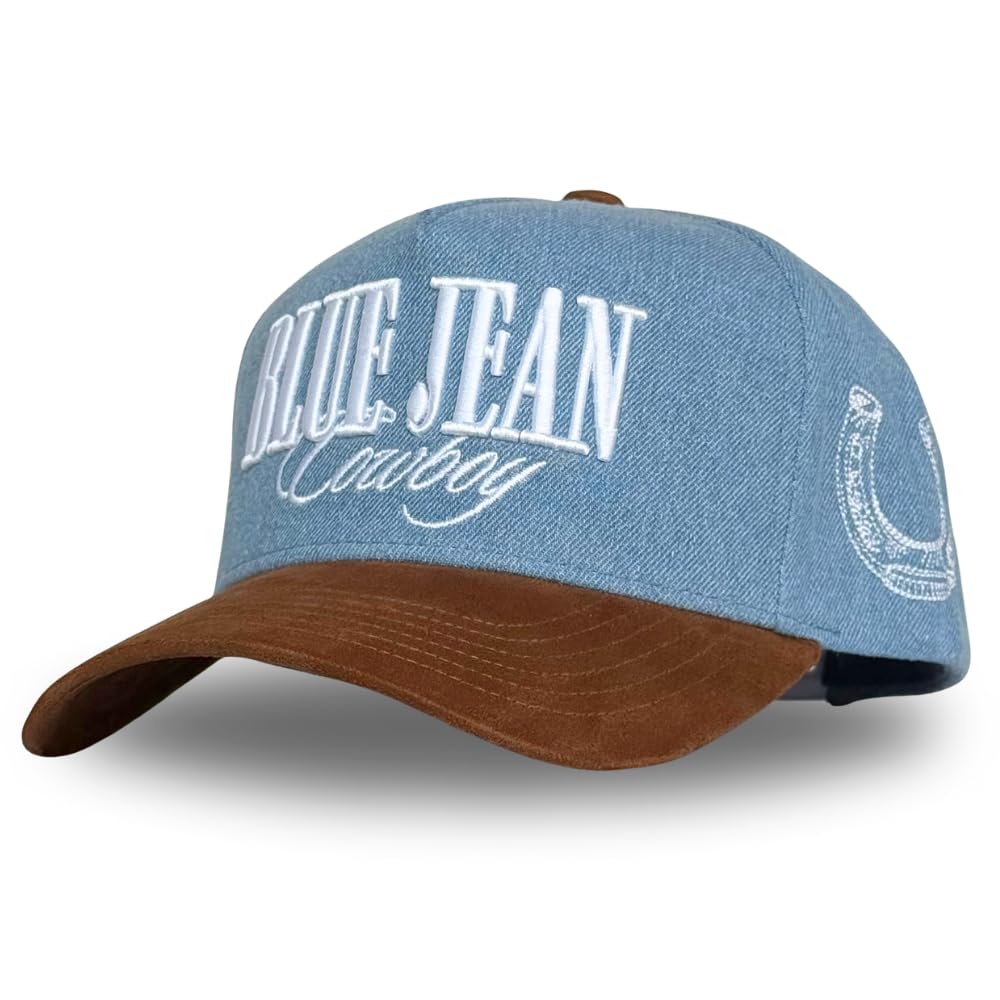 Vintage Western Trucker Hat | Men & Women | Country Cute Caps for Cowgirls Cowboys | Camo Denim Embroidered Cotton | Snapback