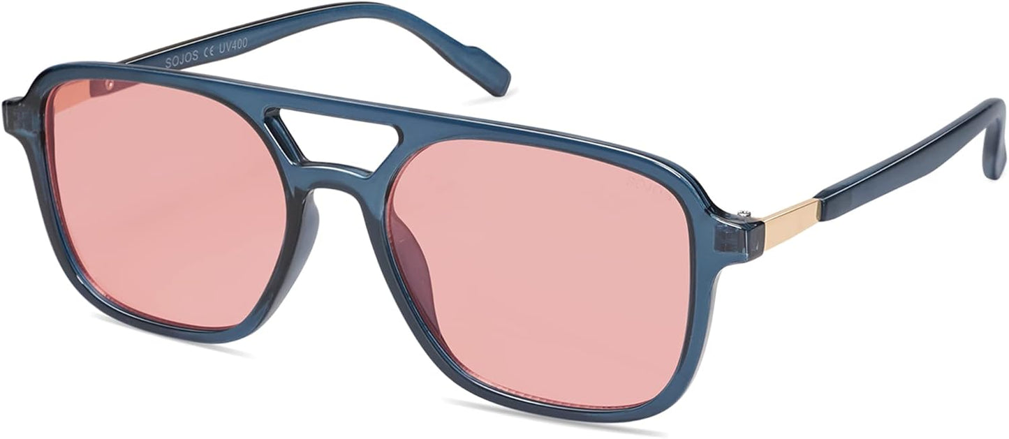 SOJOS Retro Aviator Sunglasses for Women Men,Trendy Rectangle Womens Mens Shades Sun Glasses SJ2202