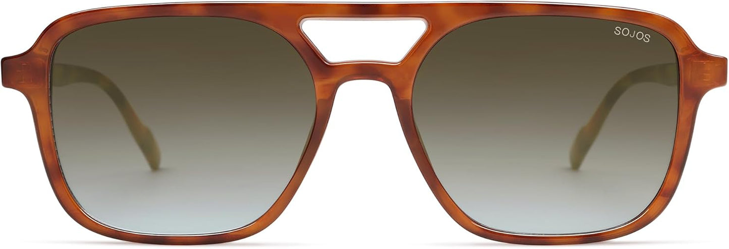 SOJOS Retro Aviator Sunglasses for Women Men,Trendy Rectangle Womens Mens Shades Sun Glasses SJ2202