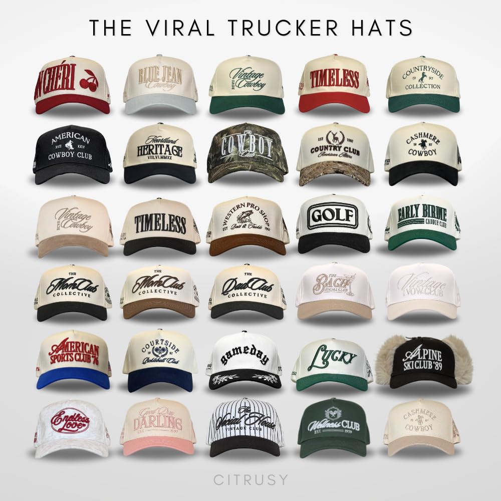 Vintage Fashion Trucker Hat | Men & Women | Trendy Cute Retro Red Caps for Country & Western | Camo Fur Cotton | Snapback