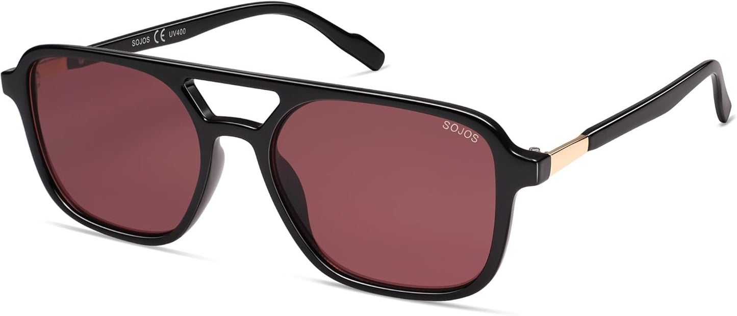SOJOS Retro Aviator Sunglasses for Women Men,Trendy Rectangle Womens Mens Shades Sun Glasses SJ2202
