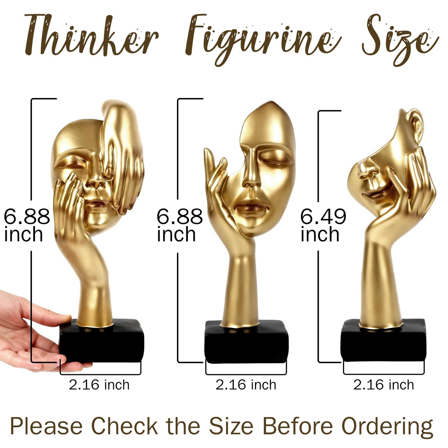 3 Pcs Thinker Statue,Modern Home Resin Sculptures,Collectible Figurines for Home Office Bookshelf Desktop Decor(Sandstone)