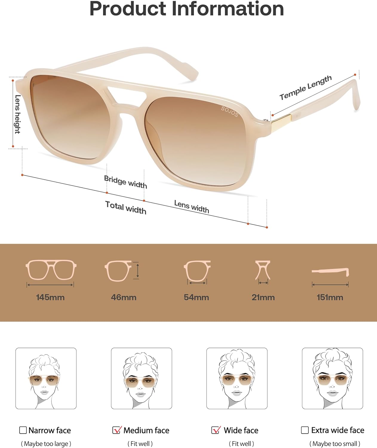 SOJOS Retro Aviator Sunglasses for Women Men,Trendy Rectangle Womens Mens Shades Sun Glasses SJ2202
