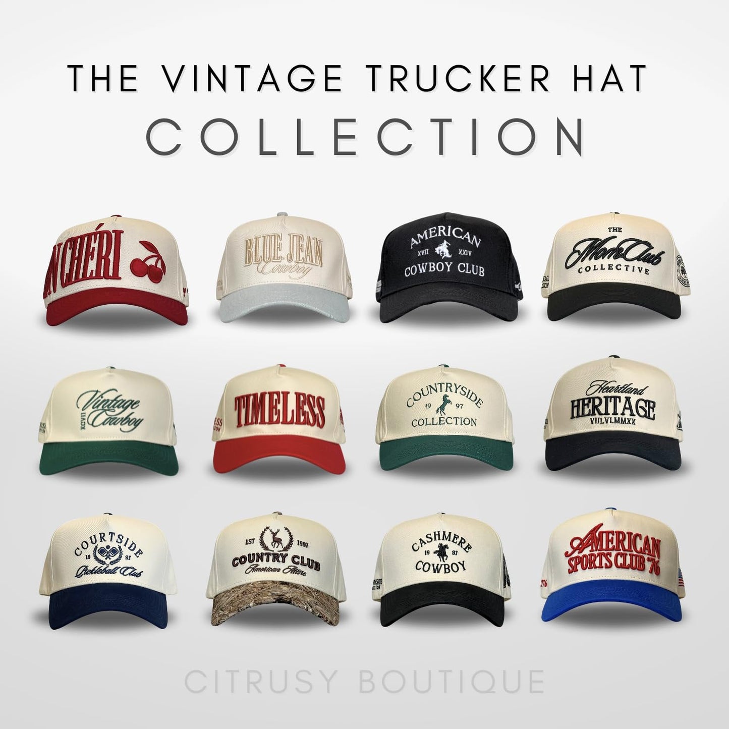 Vintage Fashion Trucker Hat | Men & Women | Trendy Cute Retro Red Caps for Country & Western | Camo Fur Cotton | Snapback