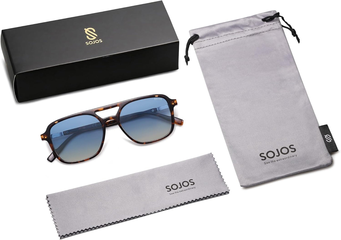 SOJOS Retro Aviator Sunglasses for Women Men,Trendy Rectangle Womens Mens Shades Sun Glasses SJ2202
