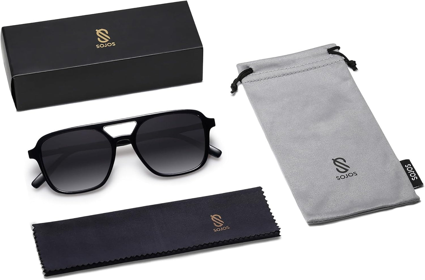 SOJOS Retro Aviator Sunglasses for Women Men,Trendy Rectangle Womens Mens Shades Sun Glasses SJ2202