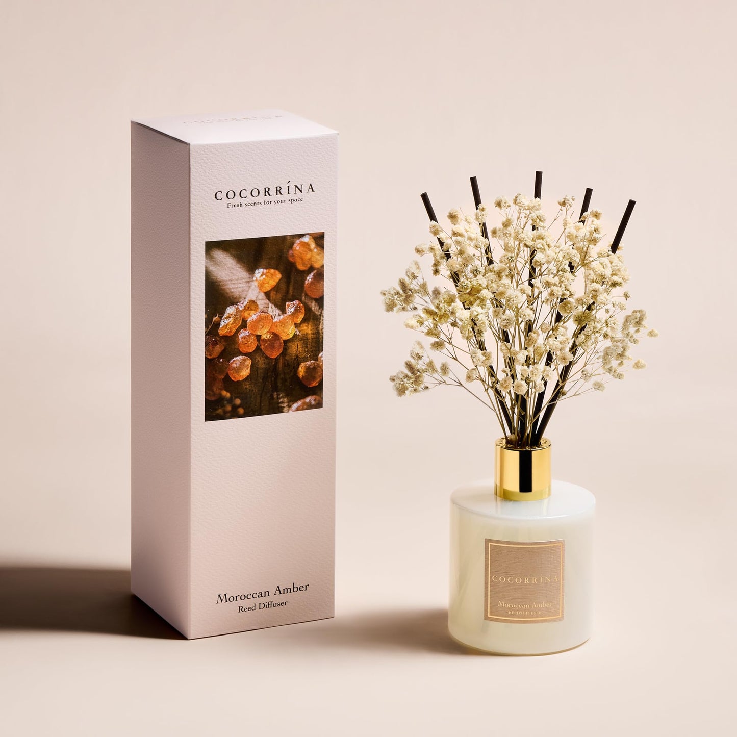 COCORRÍNA Reed Diffuser - Cashmere Vanilla 6.7 fl oz Reed Diffuser for Bedroom Bathroom Home Décor