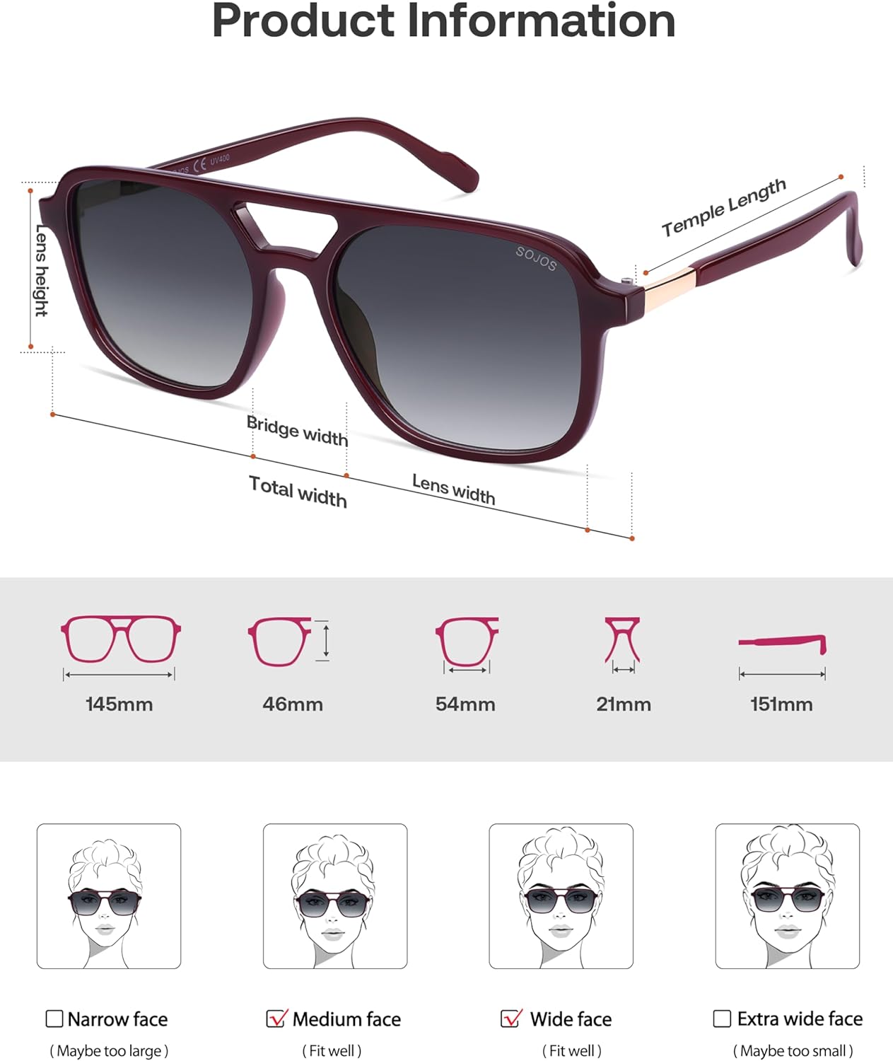 SOJOS Retro Aviator Sunglasses for Women Men,Trendy Rectangle Womens Mens Shades Sun Glasses SJ2202