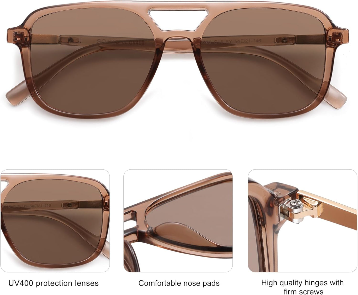 SOJOS Retro Aviator Sunglasses for Women Men,Trendy Rectangle Womens Mens Shades Sun Glasses SJ2202