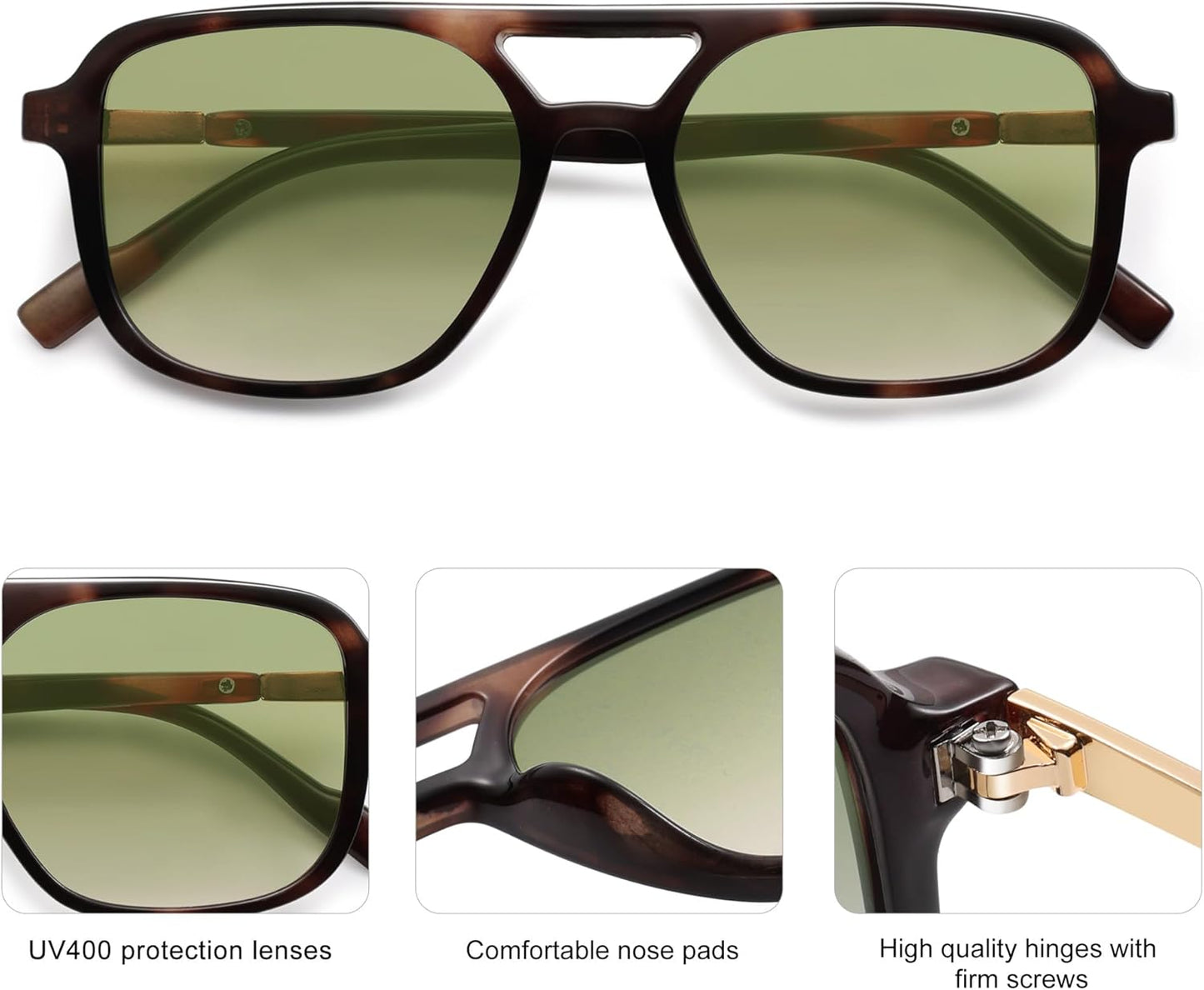 SOJOS Retro Aviator Sunglasses for Women Men,Trendy Rectangle Womens Mens Shades Sun Glasses SJ2202