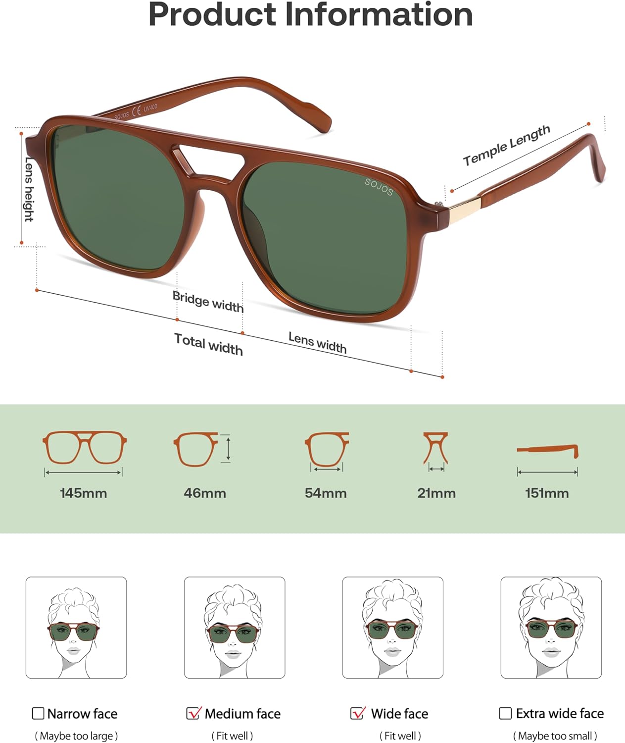 SOJOS Retro Aviator Sunglasses for Women Men,Trendy Rectangle Womens Mens Shades Sun Glasses SJ2202