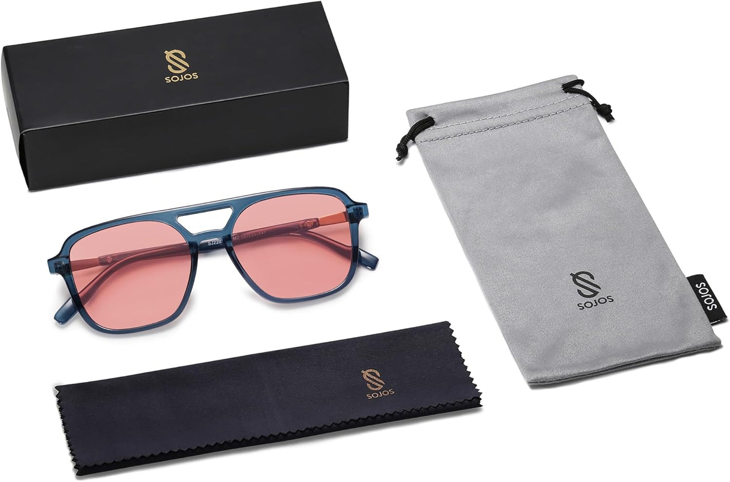 SOJOS Retro Aviator Sunglasses for Women Men,Trendy Rectangle Womens Mens Shades Sun Glasses SJ2202