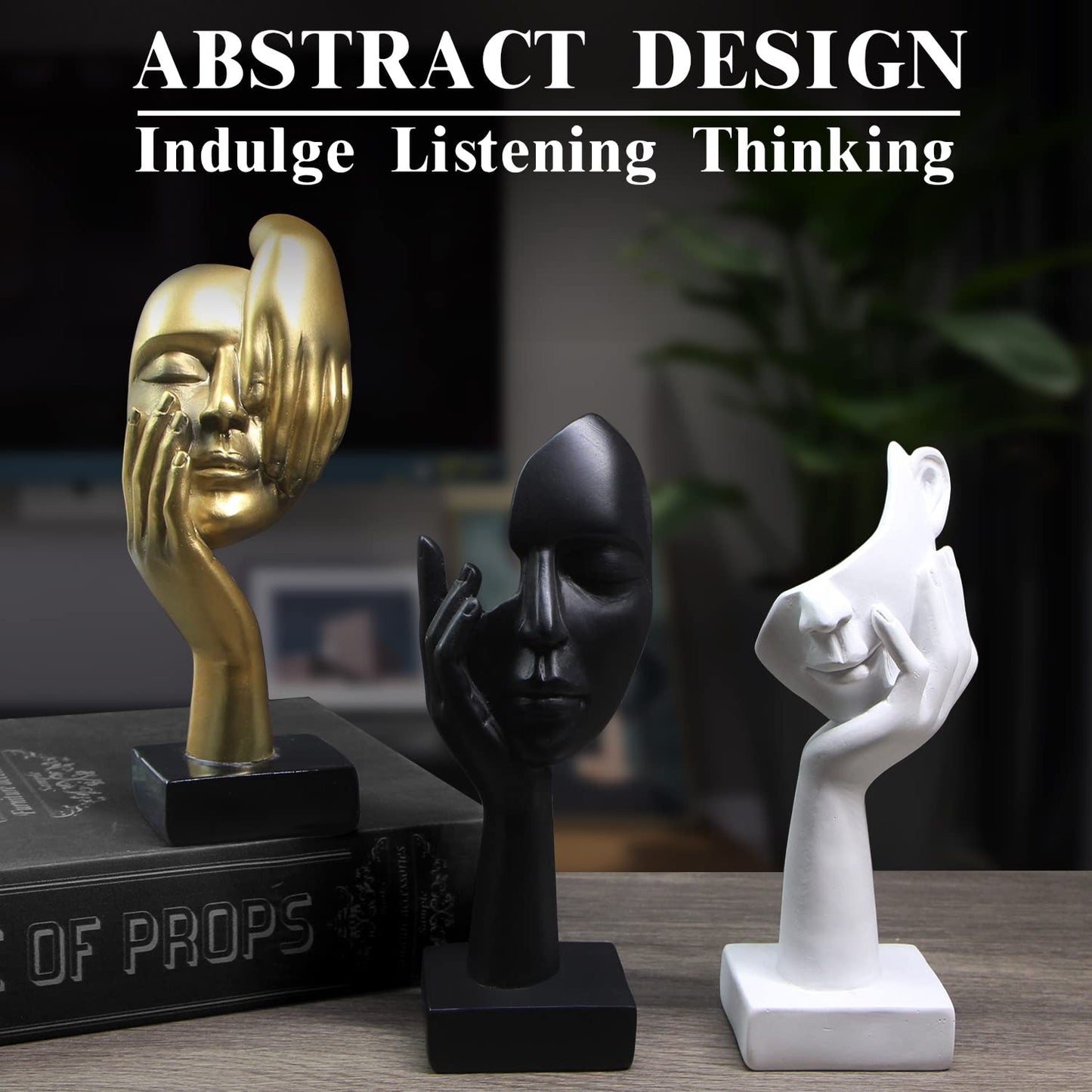 3 Pcs Thinker Statue,Modern Home Resin Sculptures,Collectible Figurines for Home Office Bookshelf Desktop Decor(Sandstone)