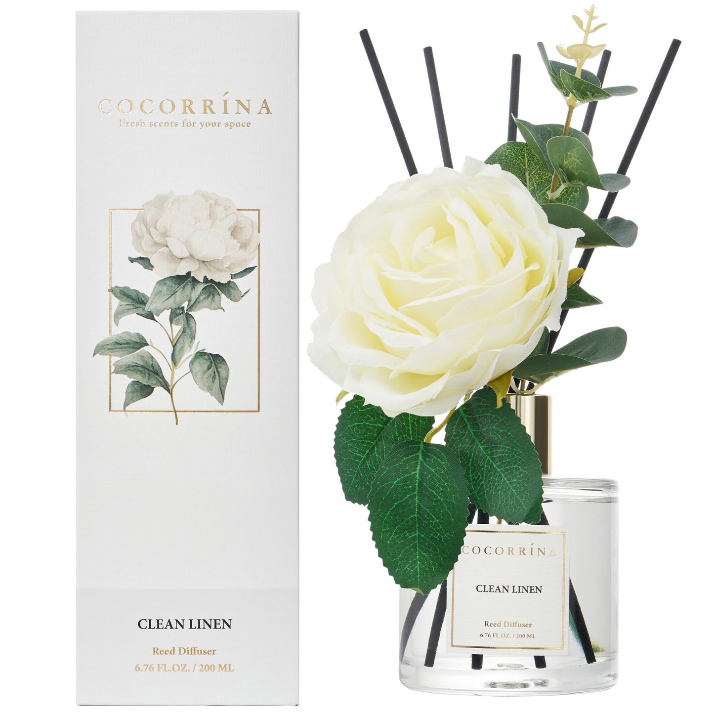 COCORRÍNA Reed Diffuser - Cashmere Vanilla 6.7 fl oz Reed Diffuser for Bedroom Bathroom Home Décor