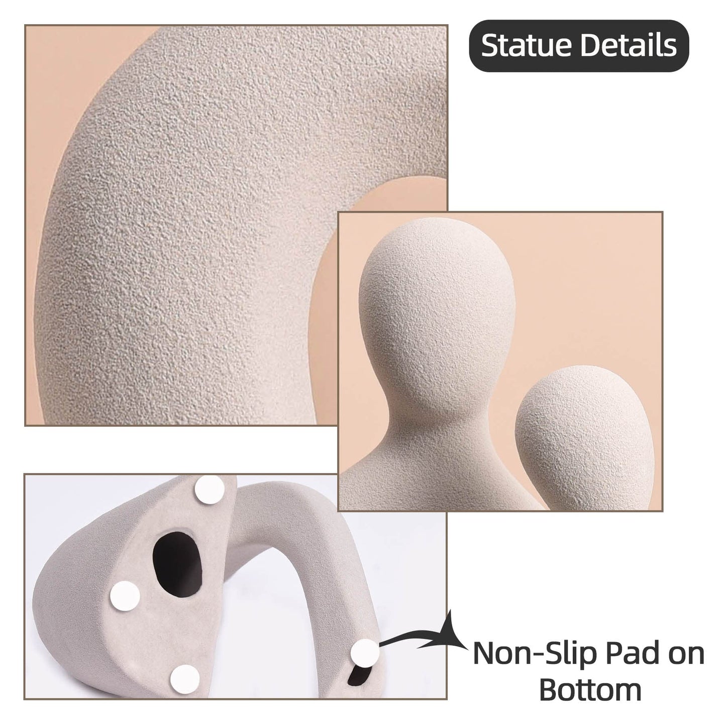 Quoowiit Ceramic Couple Sculptures for Home Decor, Abstract Lover Statue for Shelf, Office, Living Room, Bedroom, Gifts for Anniversary, Valentine's Day, Birthday (White)
