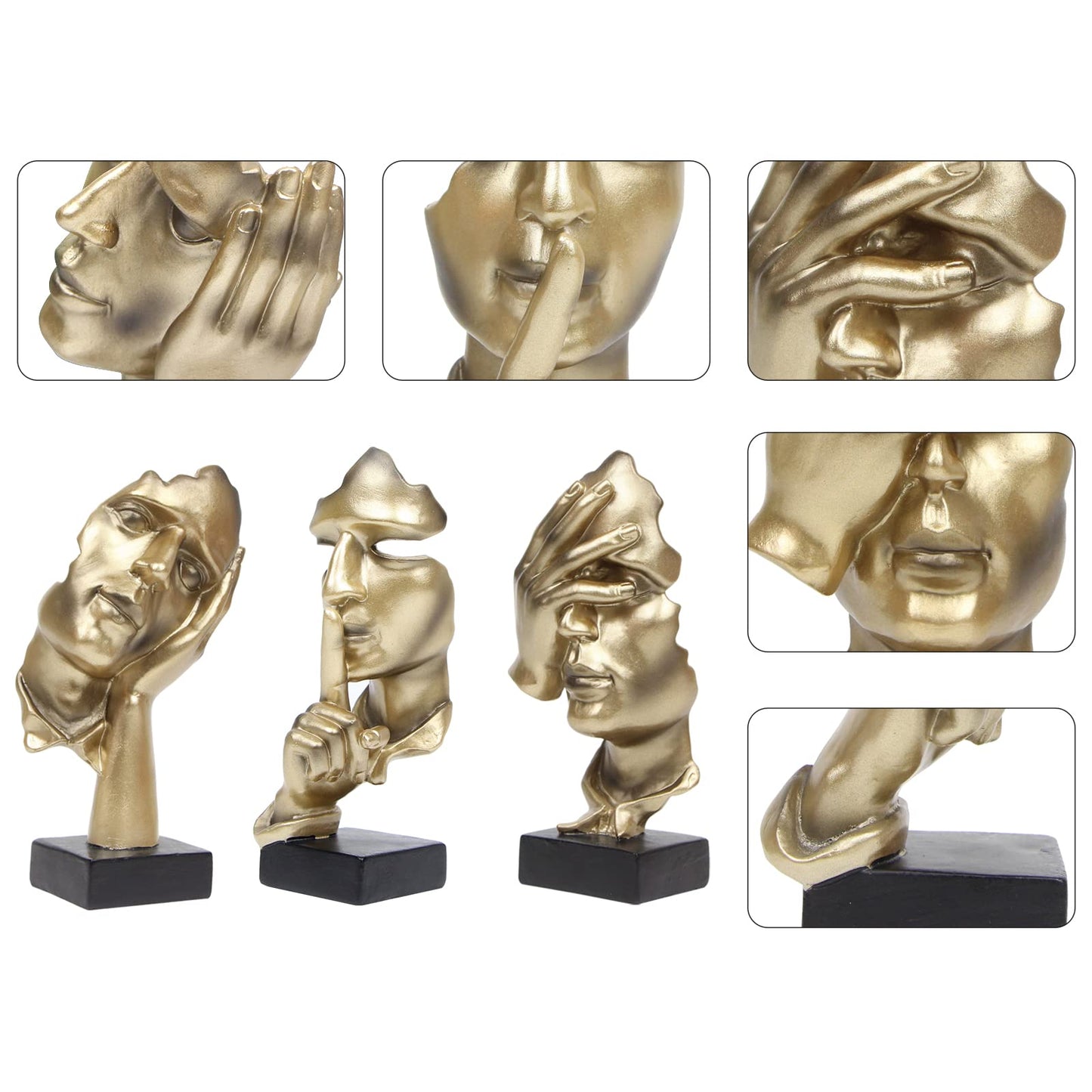 3 Pcs Thinker Statue,Modern Home Resin Sculptures,Collectible Figurines for Home Office Bookshelf Desktop Decor(Sandstone)