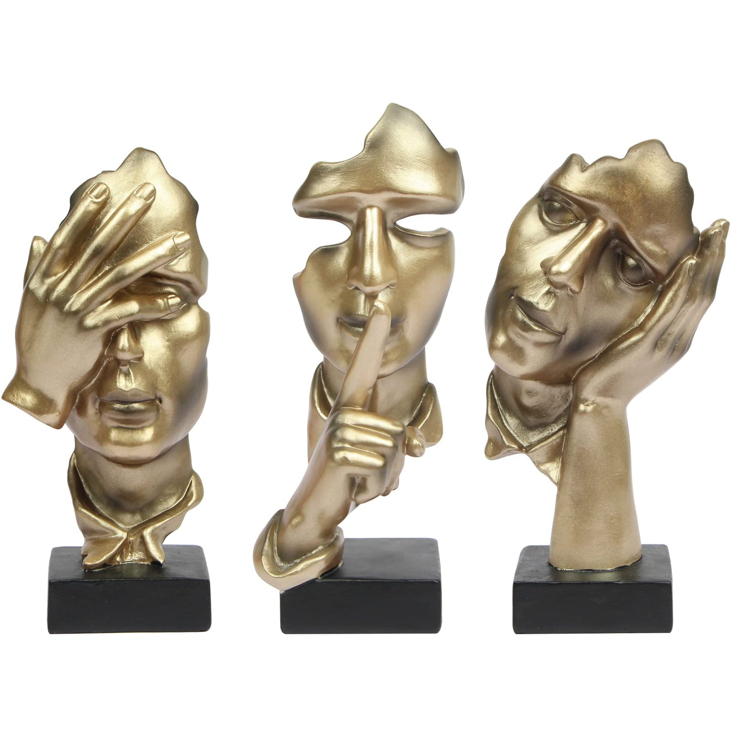 3 Pcs Thinker Statue,Modern Home Resin Sculptures,Collectible Figurines for Home Office Bookshelf Desktop Decor(Sandstone)