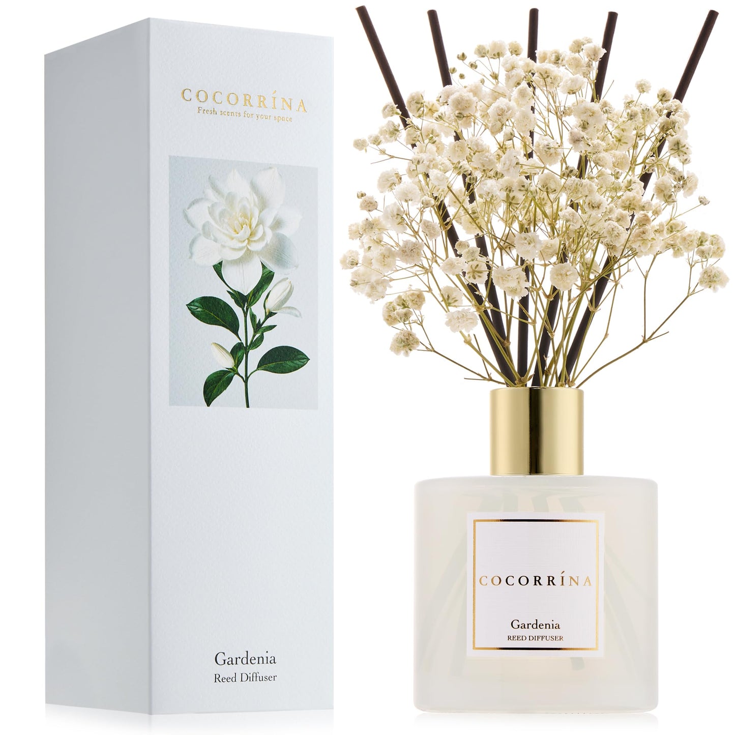 COCORRÍNA Reed Diffuser - Cashmere Vanilla 6.7 fl oz Reed Diffuser for Bedroom Bathroom Home Décor