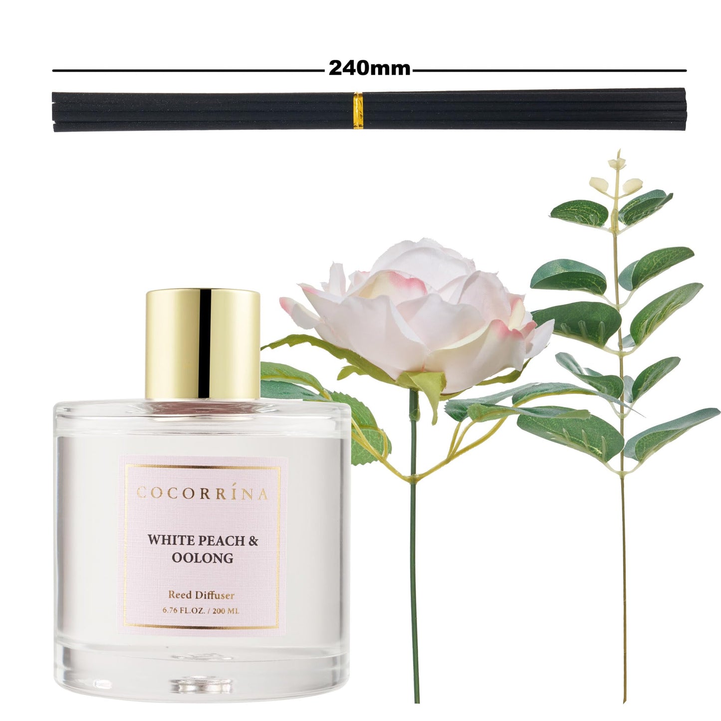 COCORRÍNA Reed Diffuser - Cashmere Vanilla 6.7 fl oz Reed Diffuser for Bedroom Bathroom Home Décor
