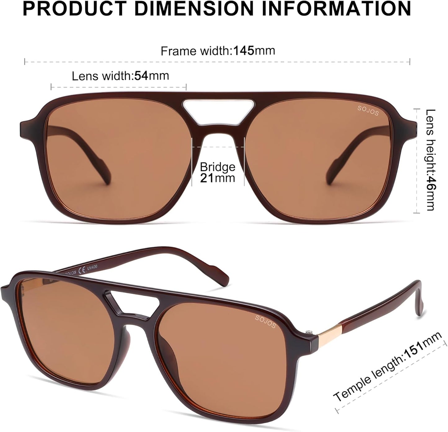 SOJOS Retro Aviator Sunglasses for Women Men,Trendy Rectangle Womens Mens Shades Sun Glasses SJ2202