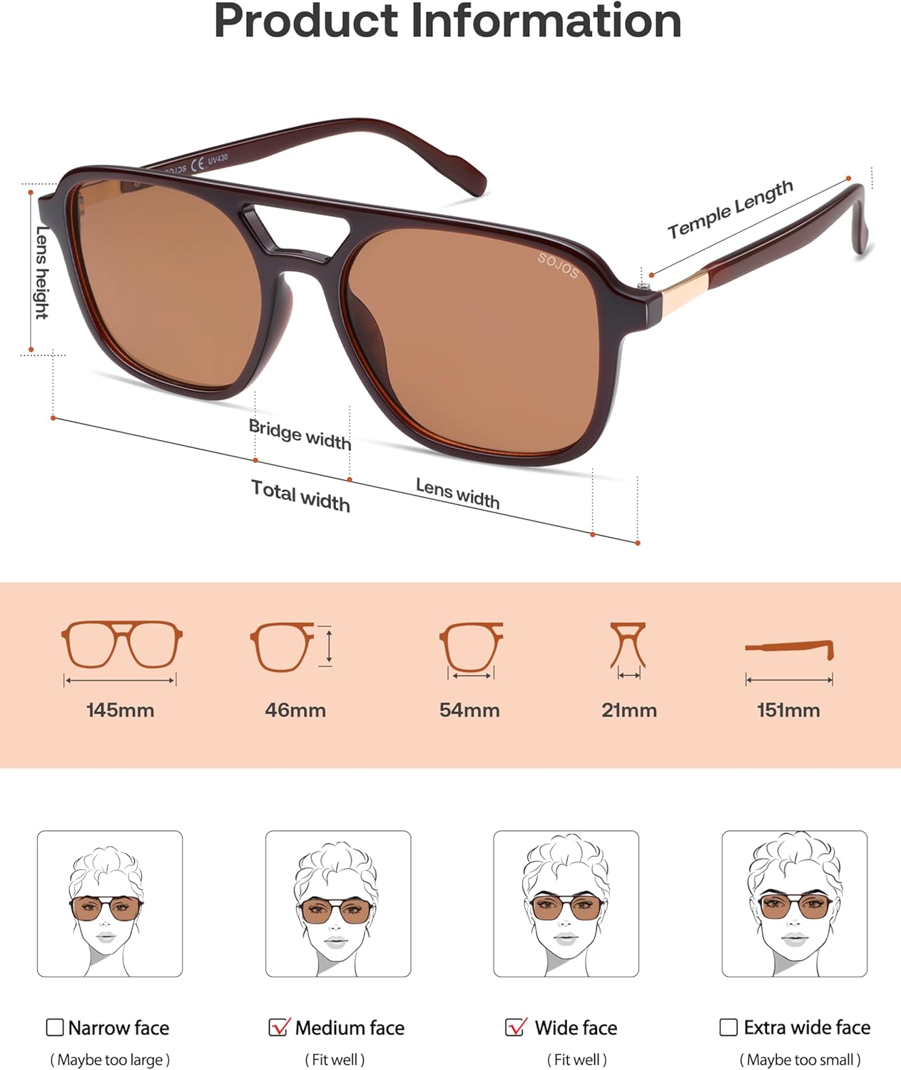 SOJOS Retro Aviator Sunglasses for Women Men,Trendy Rectangle Womens Mens Shades Sun Glasses SJ2202